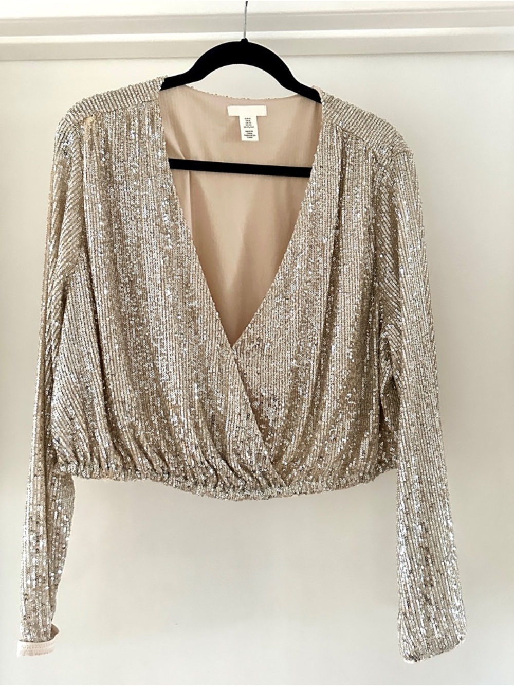 H&M | Champagne Sequin Wrap Top